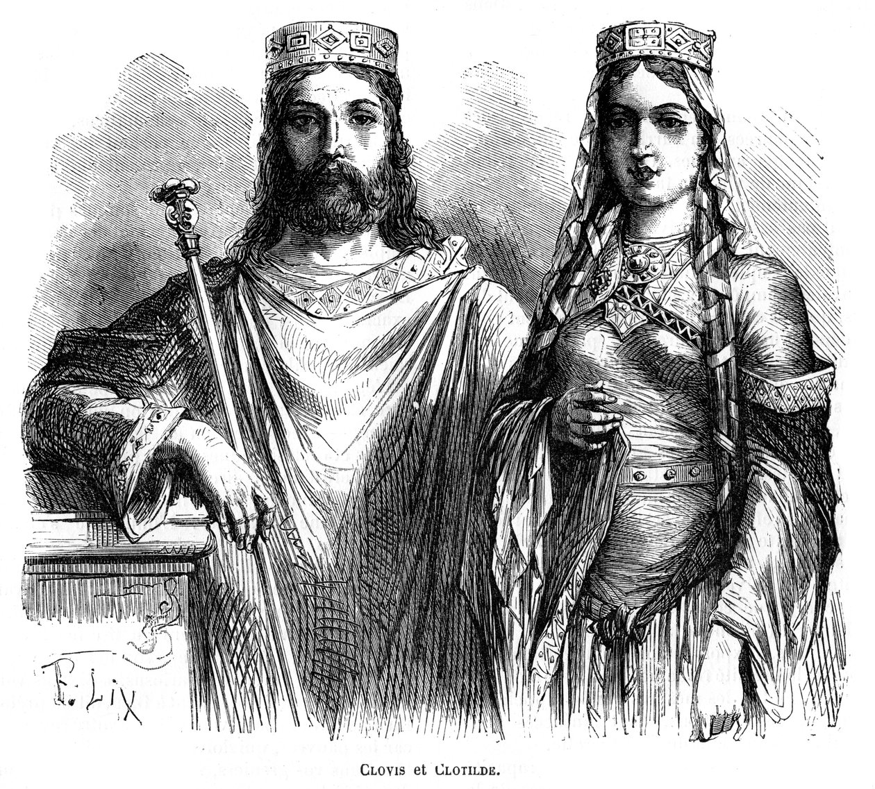 King Clovis I and Queen Clotilde of the Franks by Frederic Lix