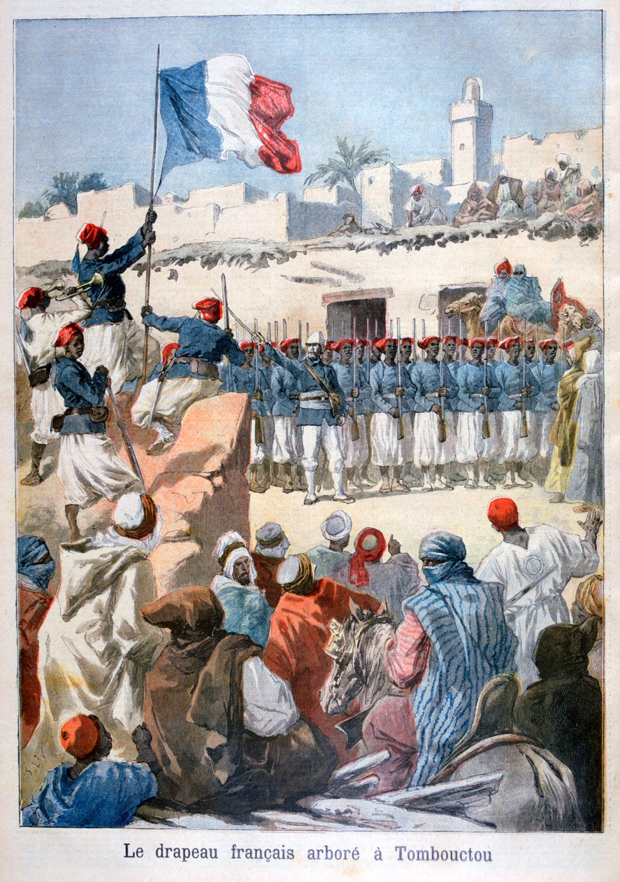The raising of the French flag at Timbuktu, 1894 by Frederic Lix