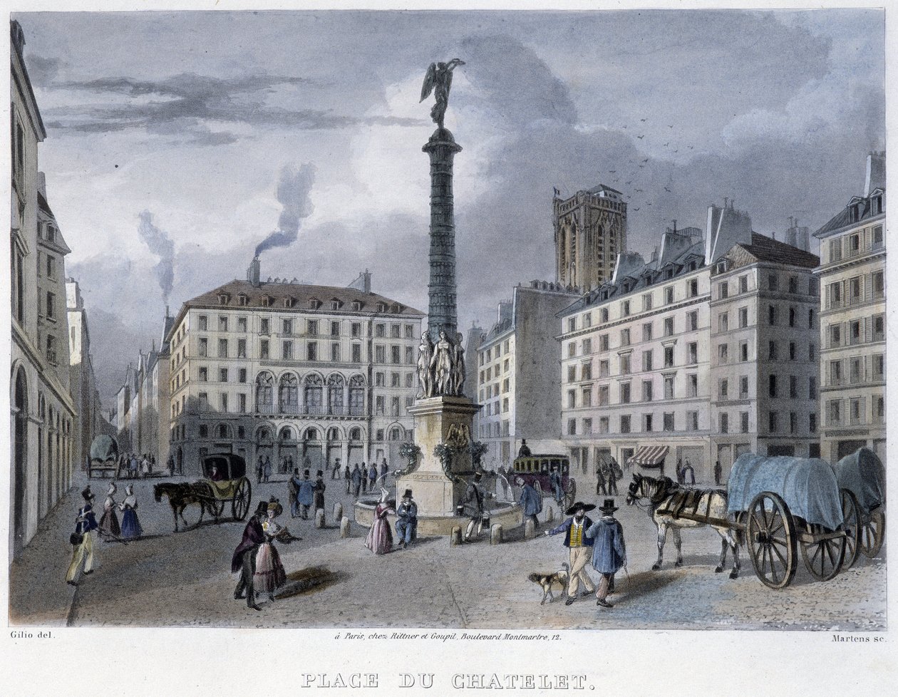 Place du Chatelet - in "Paris en 1832" by Martens by Frederic Martens