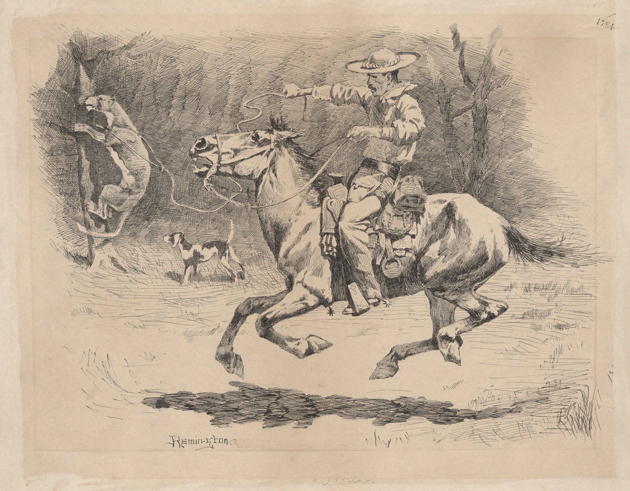 Spurring His Horse in Pursuit by Frederic Remington