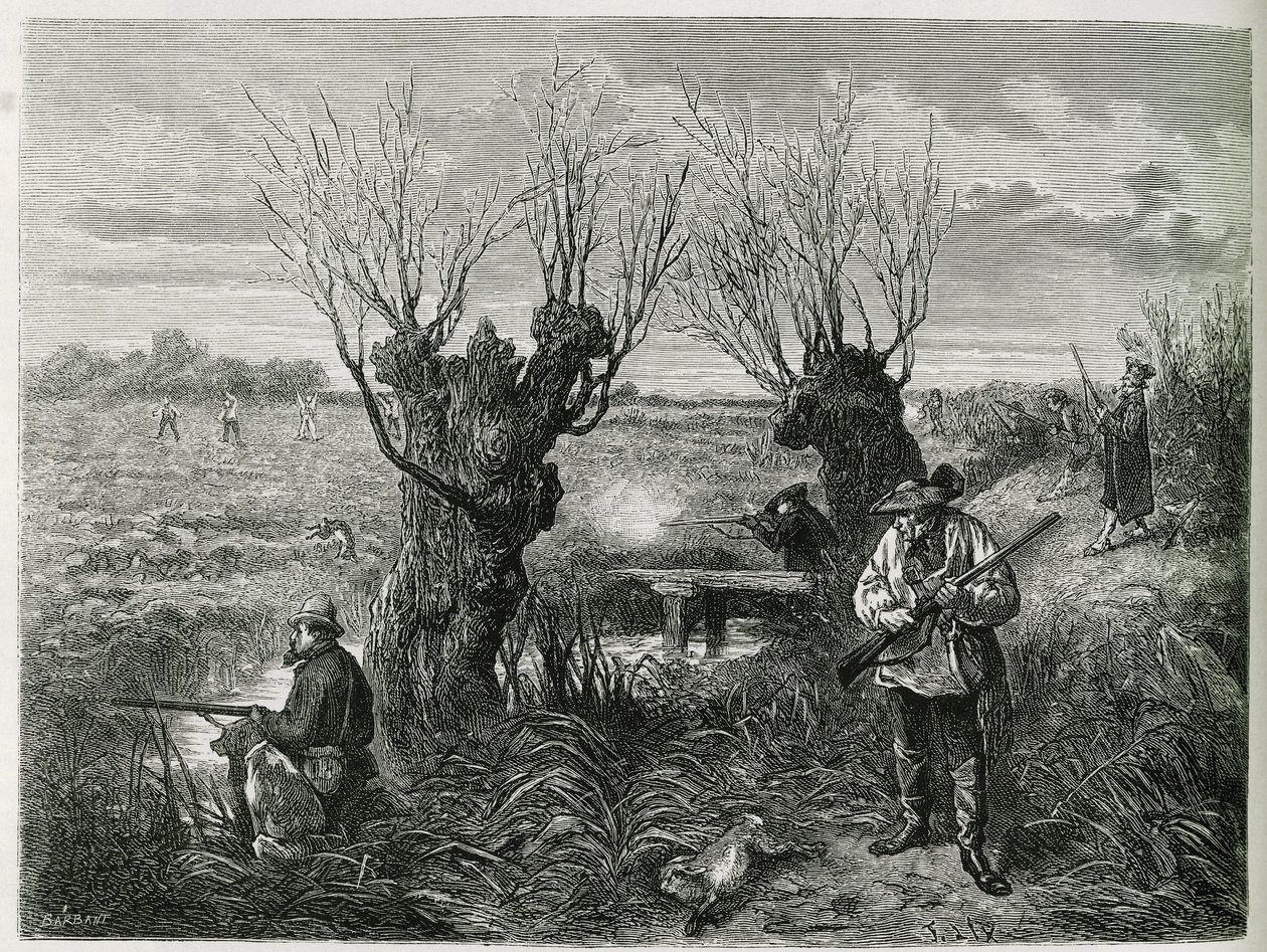 Hunt Hare. Engraving by F. Lix, to Illustrate the Story 