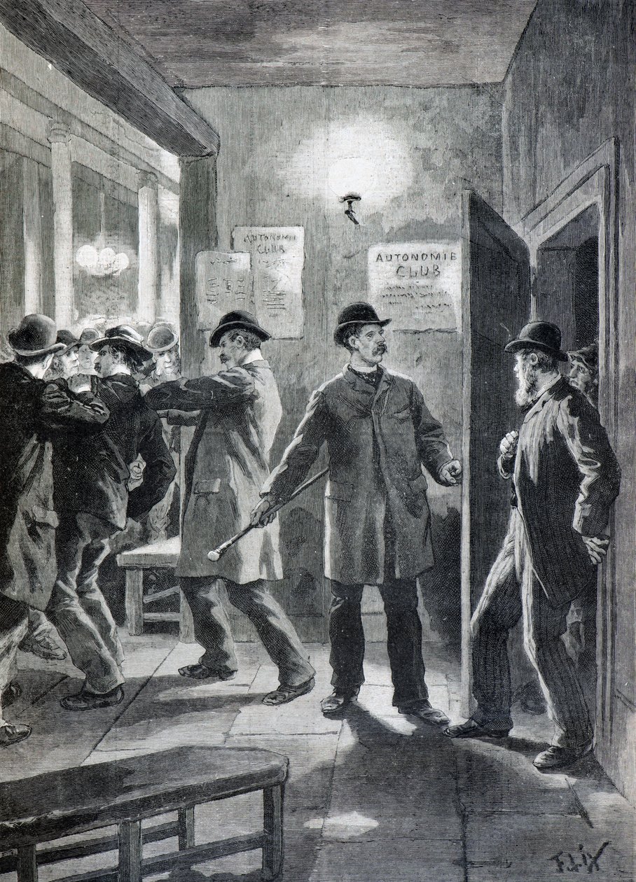 Police Raid on an Anarchist Club, London by Frederic Theodore Lix