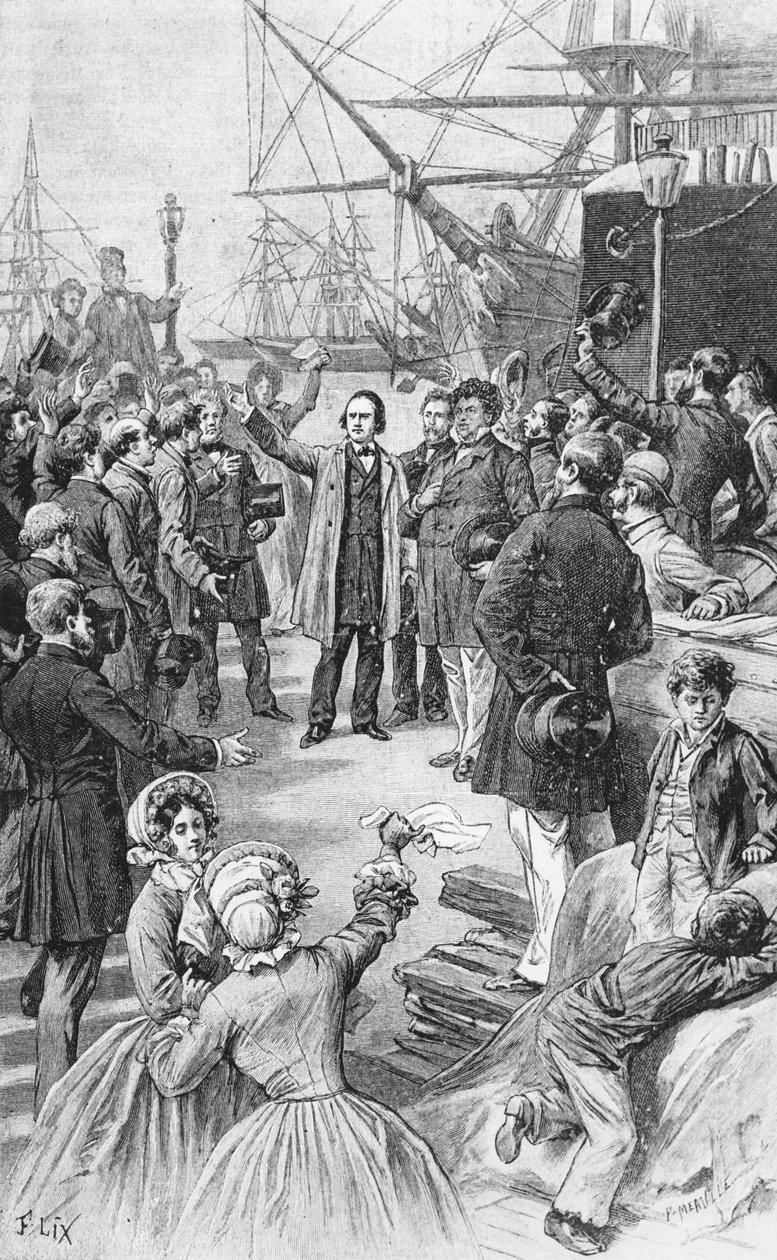 Victor Hugo Saying Goodbye to His Friends and Supporters in Antwerp on 1st August 1852 by Frederic Theodore Lix