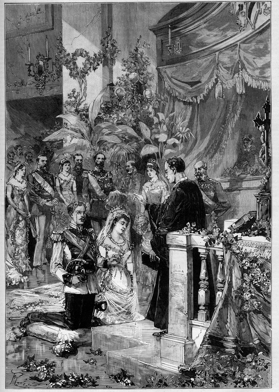Lutheran marriage of Prince Gustave of Suede (Oscar Gustaf Adolf) by Frederic de Haenen