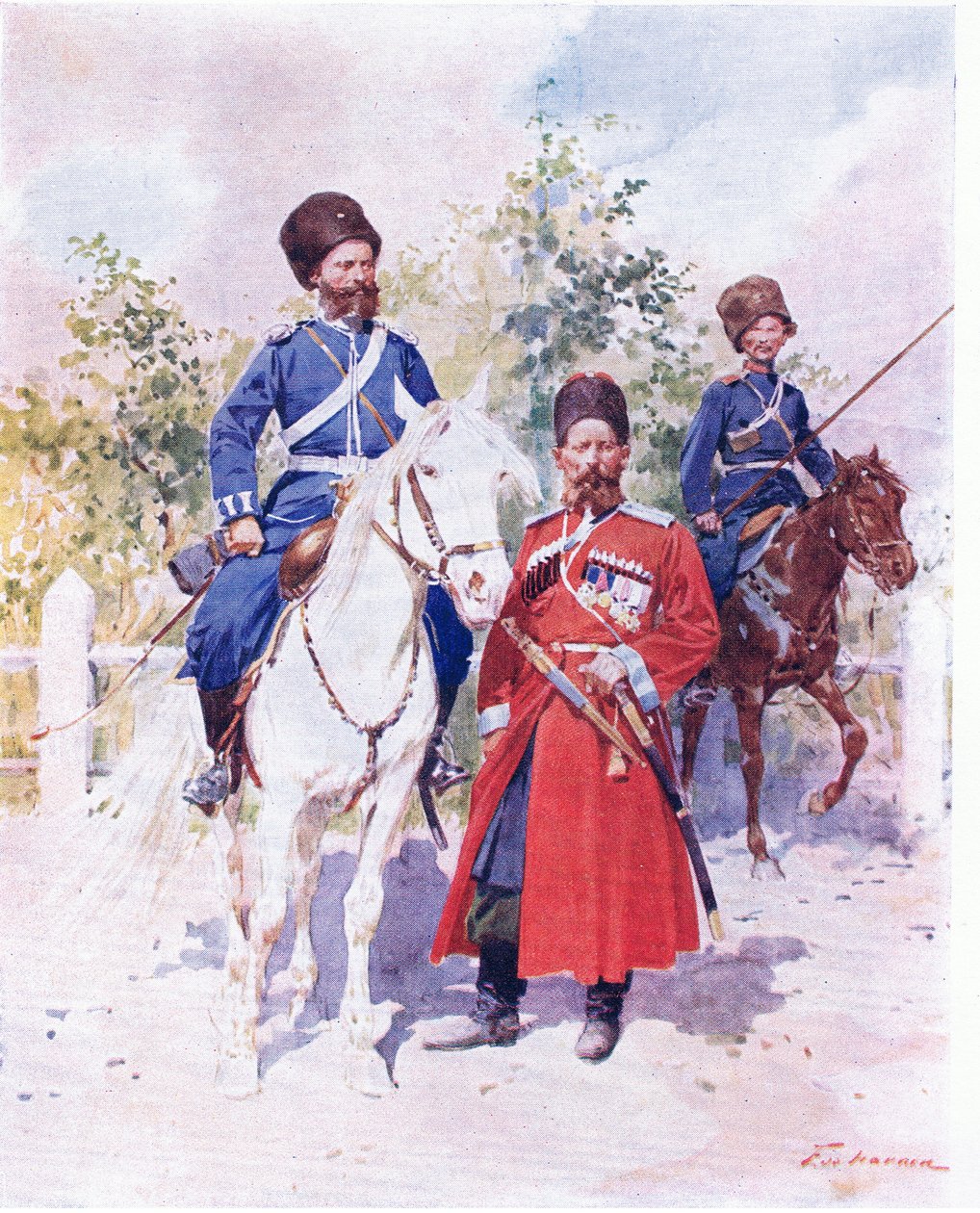 Russian soldiers c.1900 by Frederic de Haenen