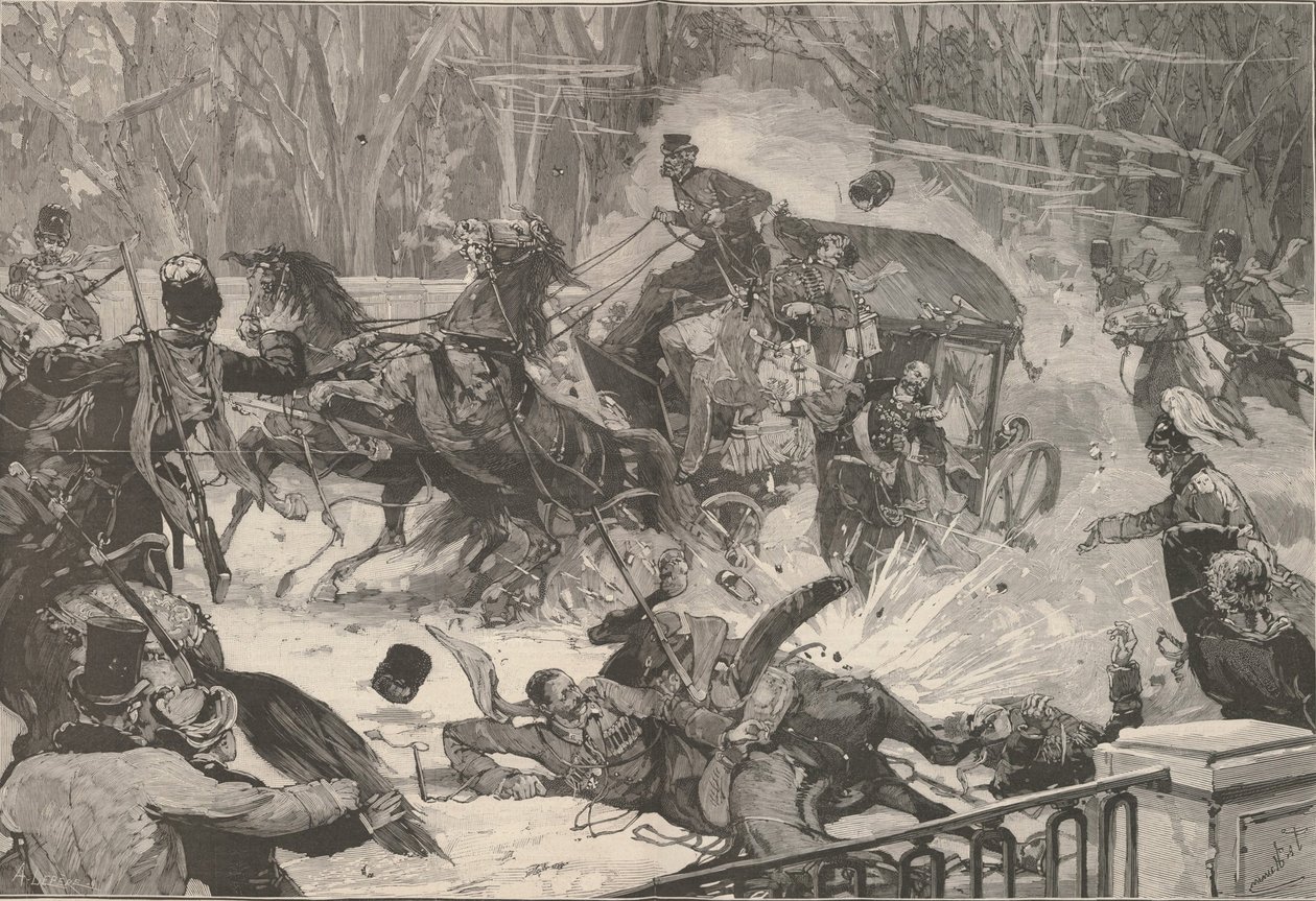 The Assassination of Alexander II on 13 March 1881. From Le Monde Illustré by Frederic de Haenen