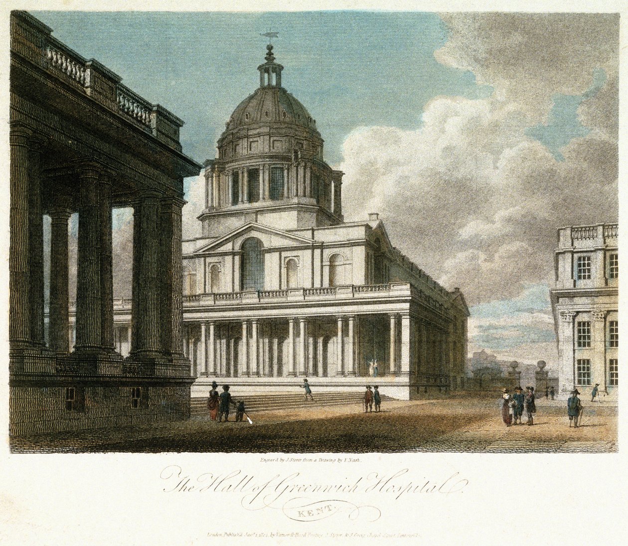 View of Greenwich Hospital, description of the dome and the north-east corner of King William