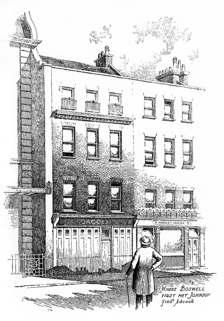 Where James Boswell First Met Dr. Johnson, London by Frederick Adcock