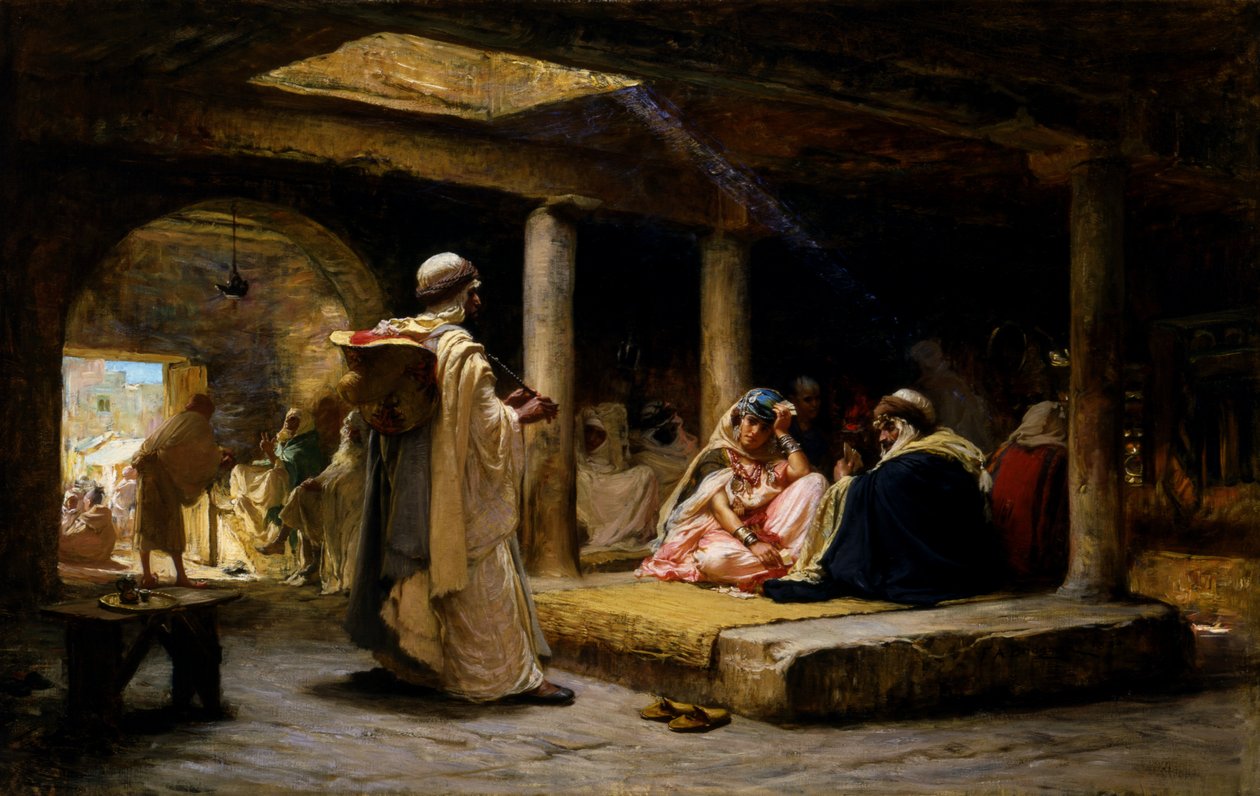 Cafe at Biskra, Algeria, 1884 by Frederick Arthur Bridgman