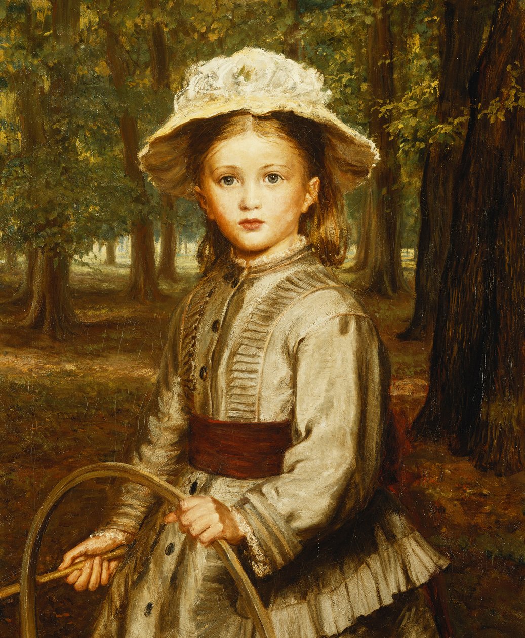 A Young Girl Playing with a Hoop by Frederick Bacon Barwell