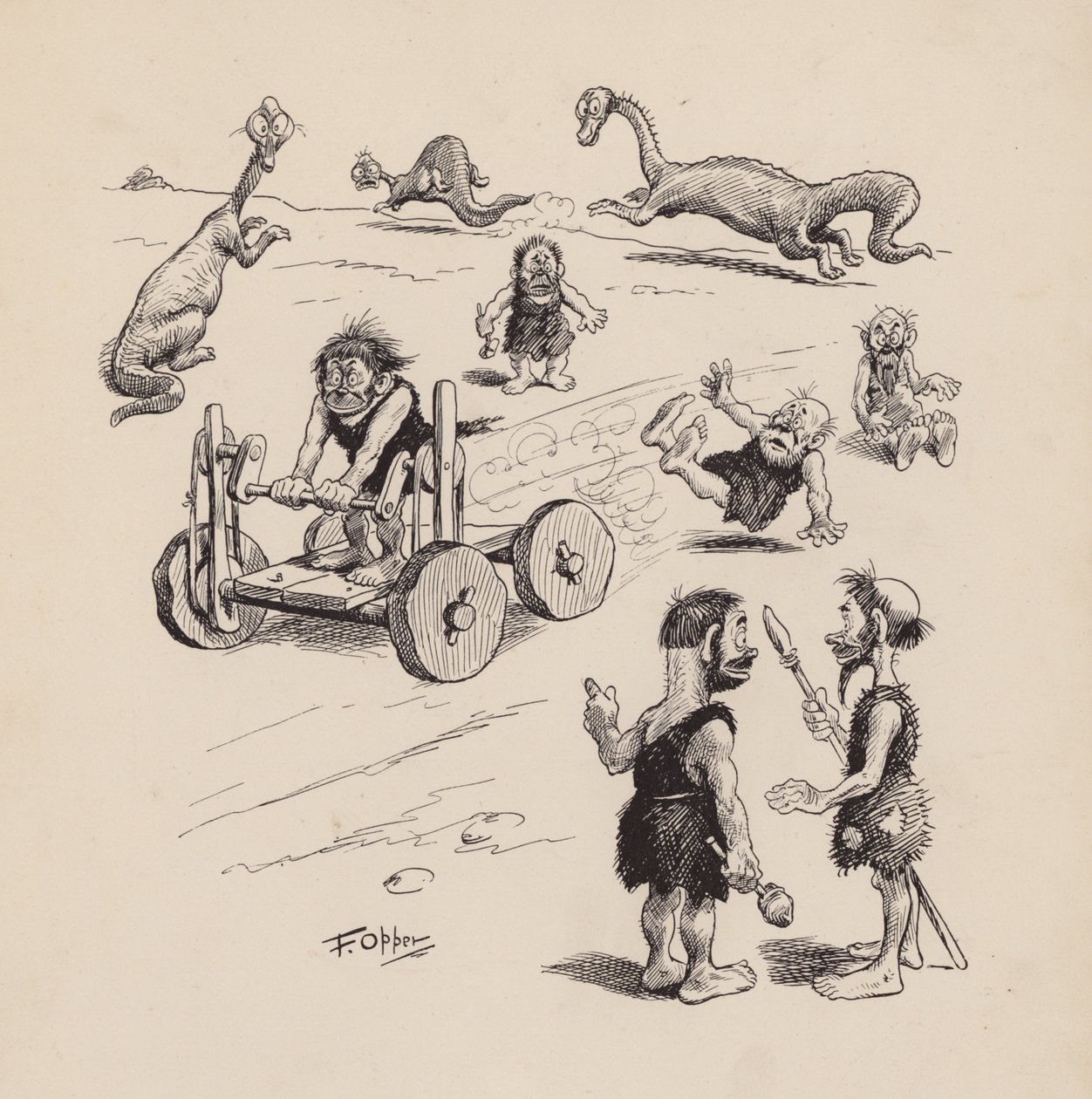 Our Antediluvian Ancestors by F Opper: Frontispiece by Frederick Burr Opper