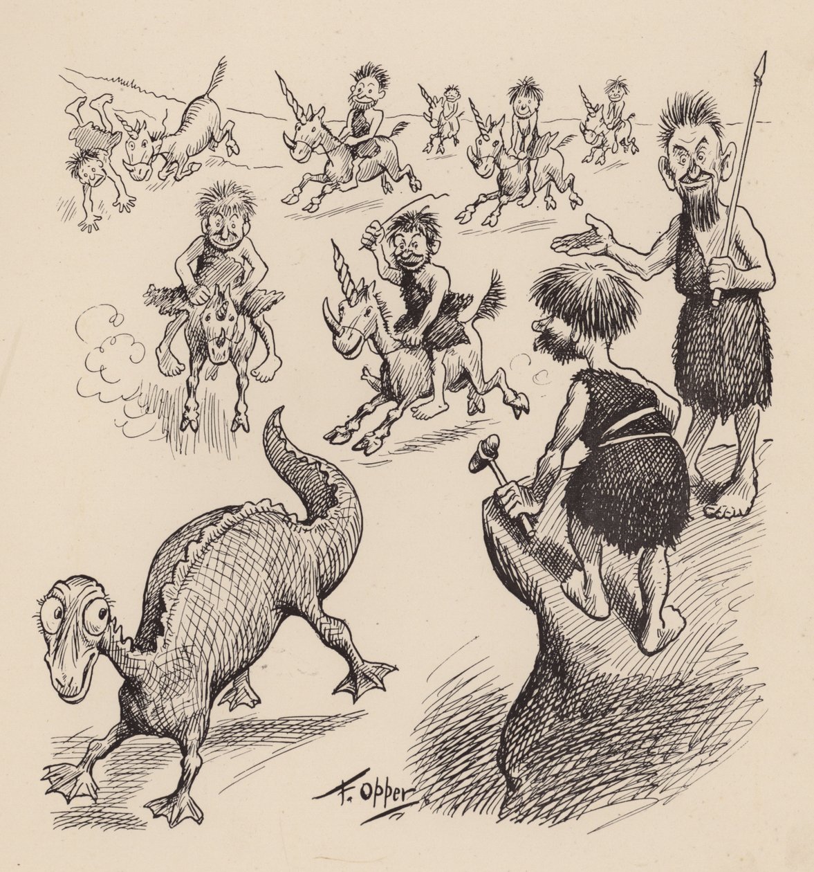 Our Antediluvian Ancestors by F Opper: Number Nine by Frederick Burr Opper