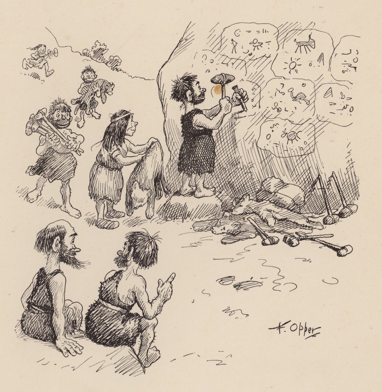 Our Antediluvian Ancestors by F Opper: Number Six by Frederick Burr Opper