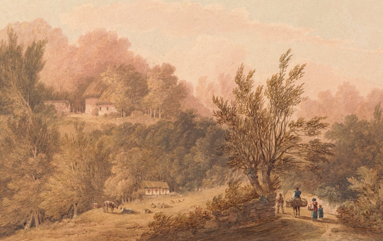A Lane with Figures - Isle of Wight by Frederick Calvert