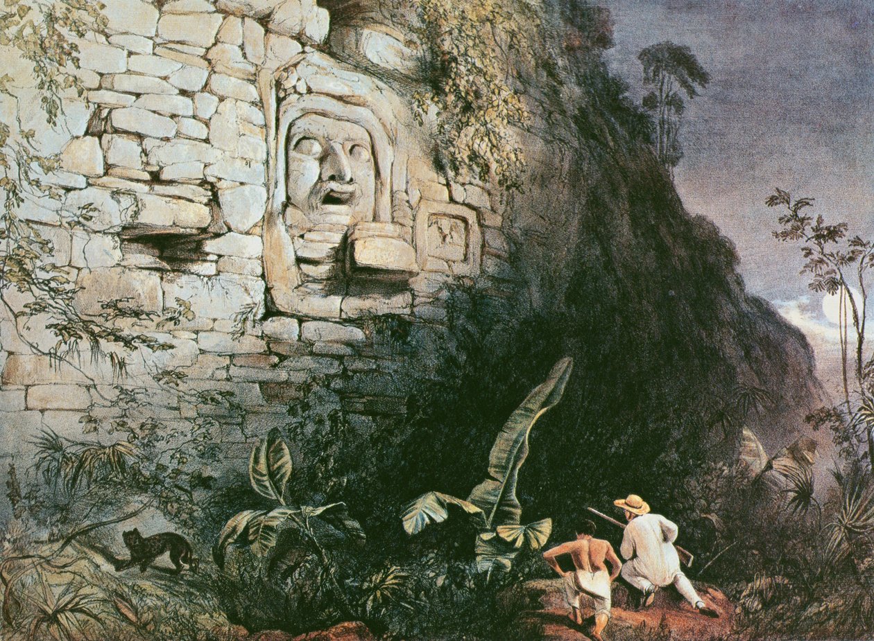 Head of Itzam Na, Izamal, Yucatan, Mexico, 1844 by Frederick Catherwood