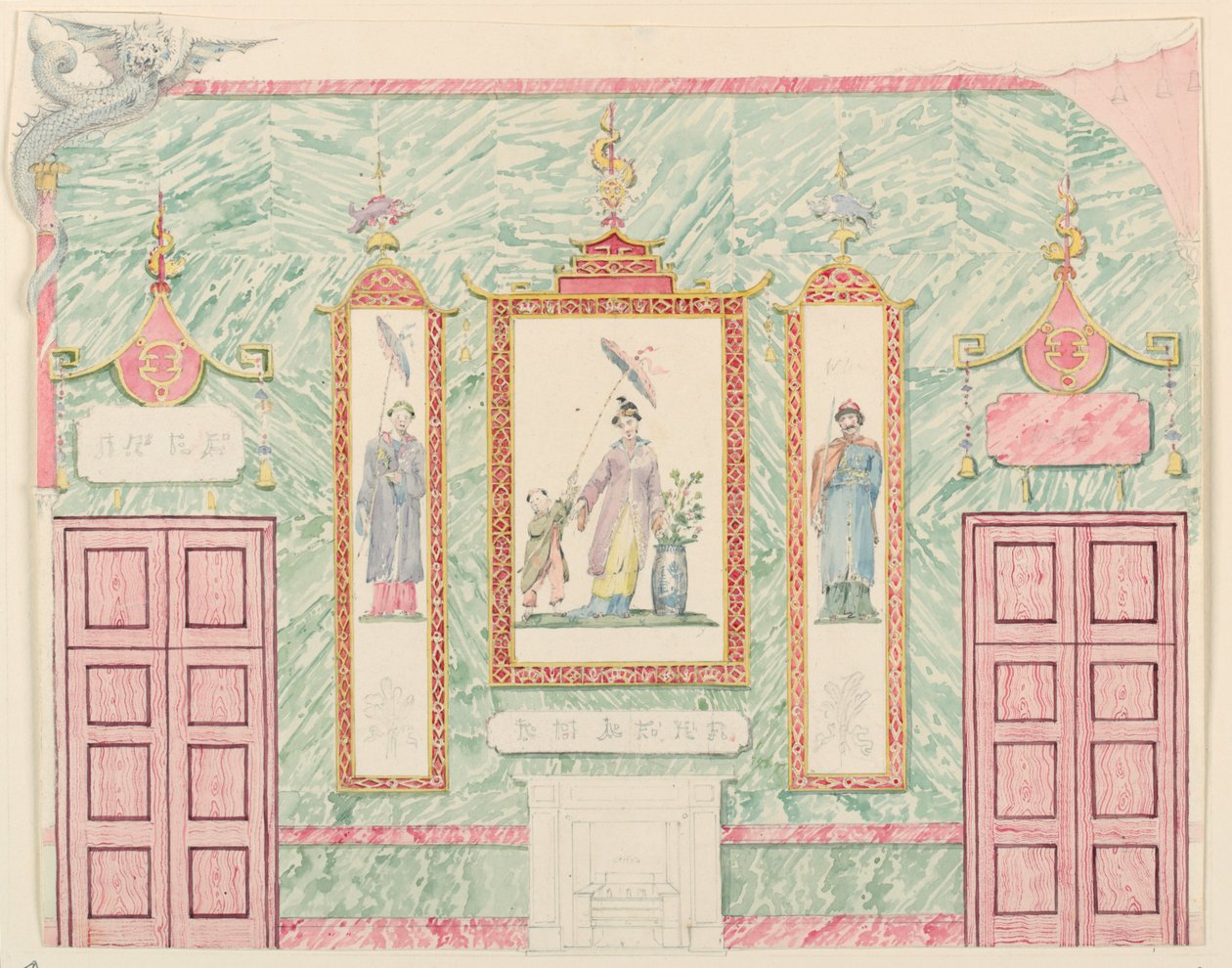 Wall Elevation, probably for the Banqueting Room, Royal Pavilion, Brighton by Frederick Crace