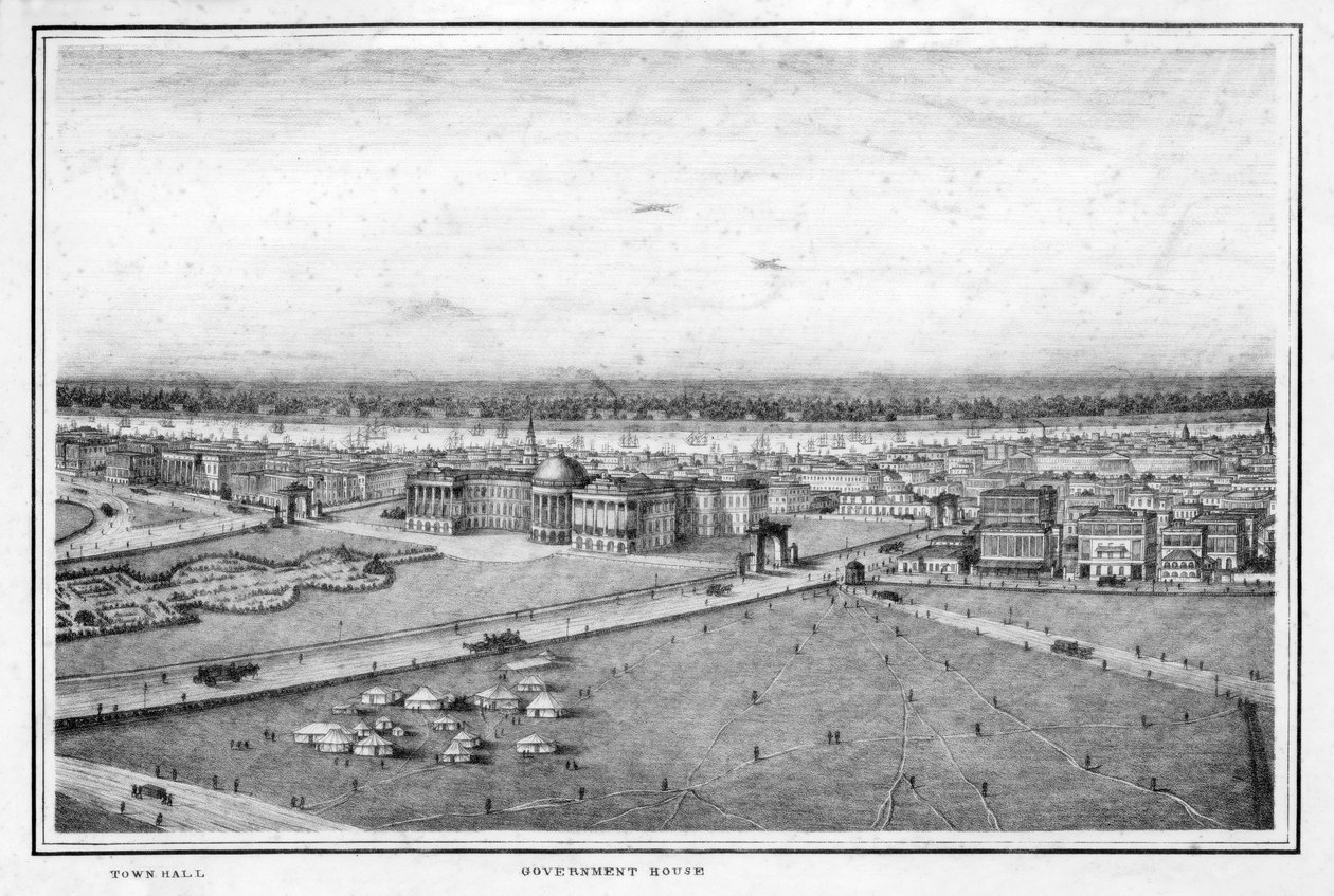 The Government House and Town Hall, Calcutta, India, c. 1840s by Frederick Fiebig