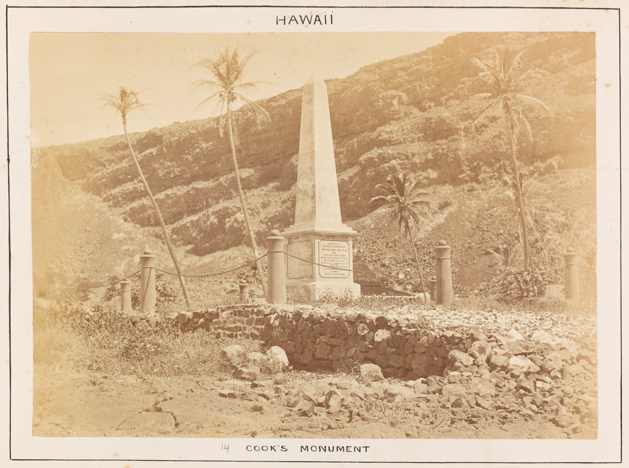 Pacific Station in HMS Triumph - Plate 14, Cooks monument, Hawaii by Frederick George Denham Bedford