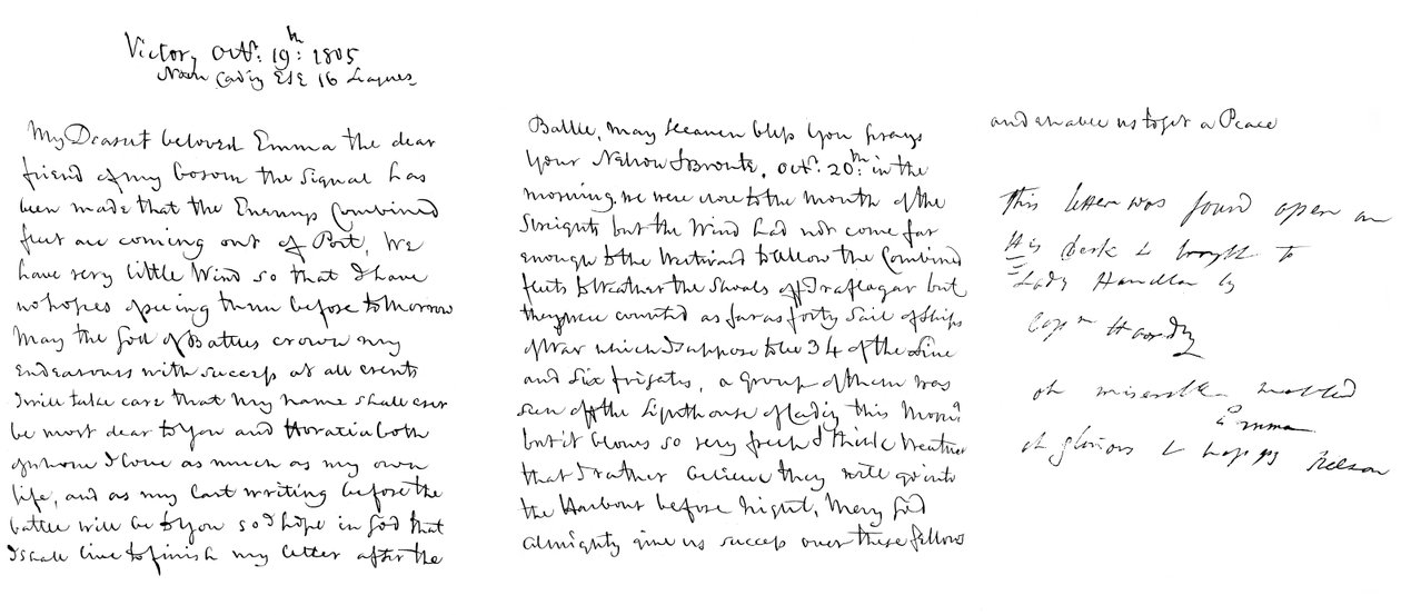 Letter by Admiral Lord Nelson to Lady Hamilton by Frederick George Netherclift