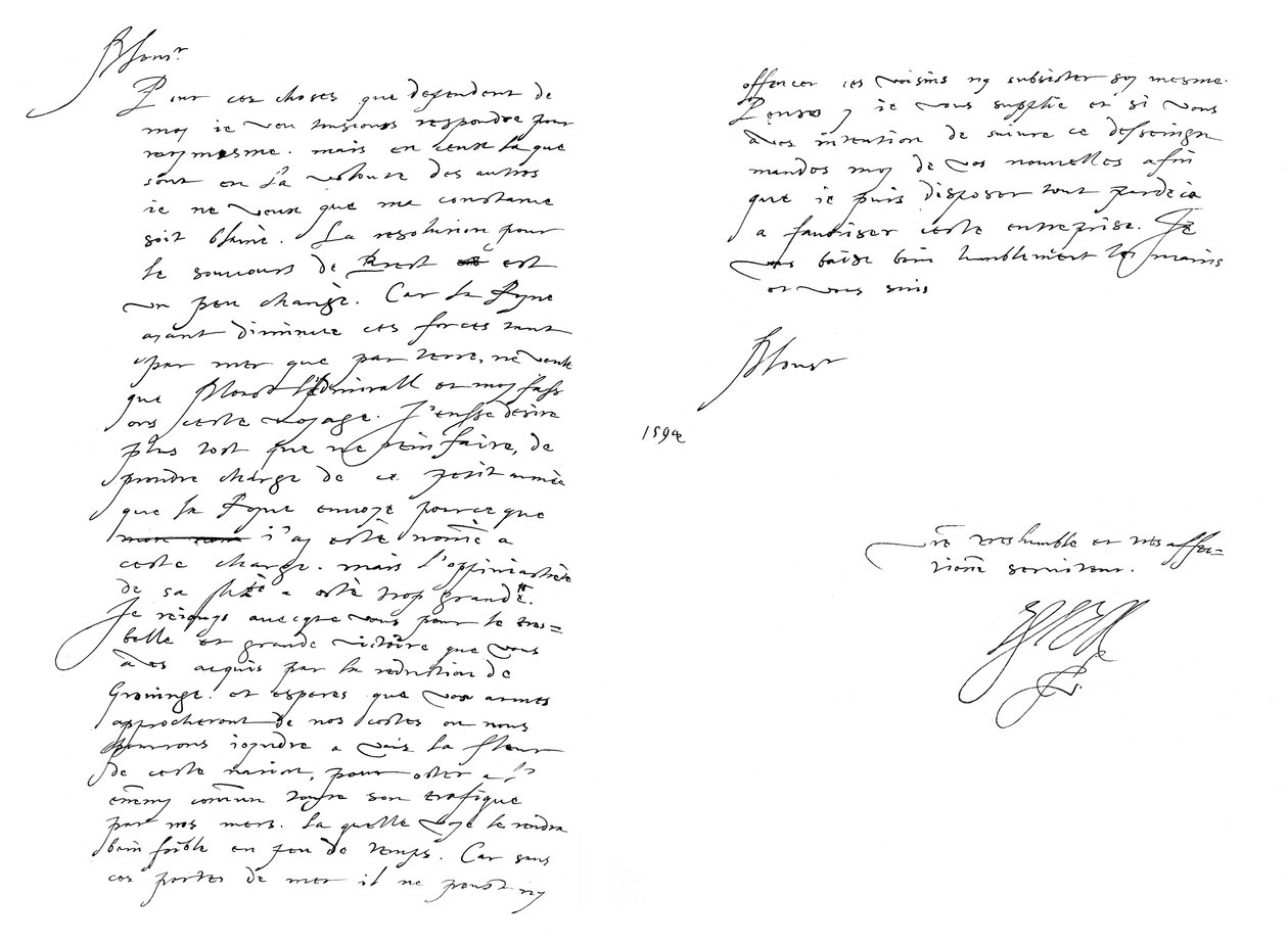 Letter by Robert Devereux, Earl of Essex, to Maurice, Prince of Orange, 1594 1865 by Frederick George Netherclift