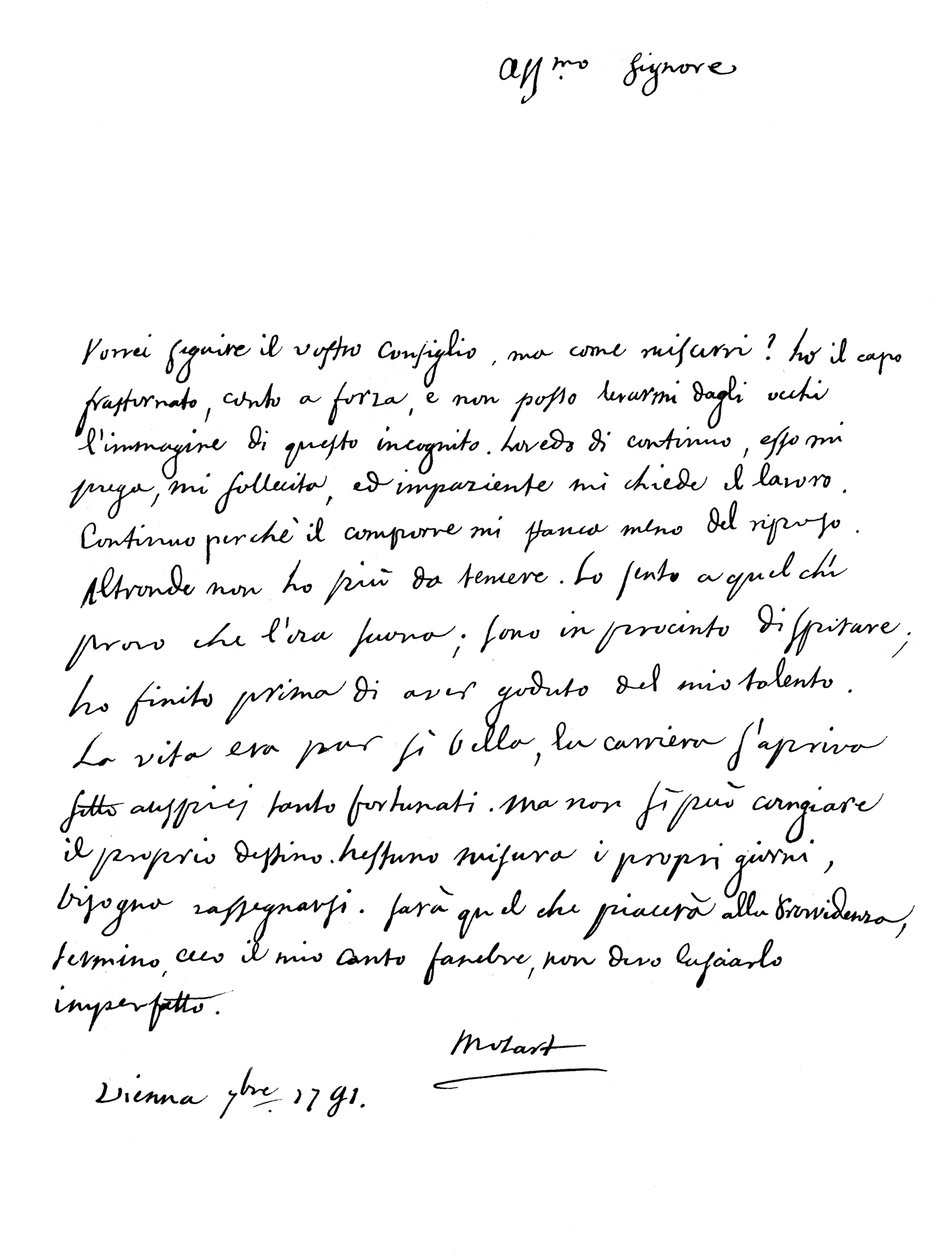 Letter by Wolfgang Amadeus Mozart by Frederick George Netherclift