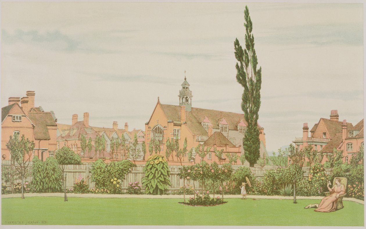 Church and Parsonage, Bedford Park, 1881 by Frederick Hamilton Jackson