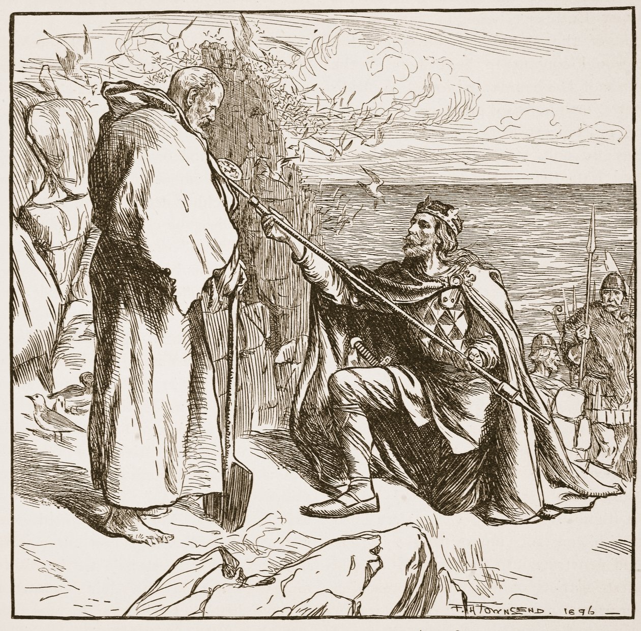 Egfrid Entreating St. Cuthbert, illustration from 