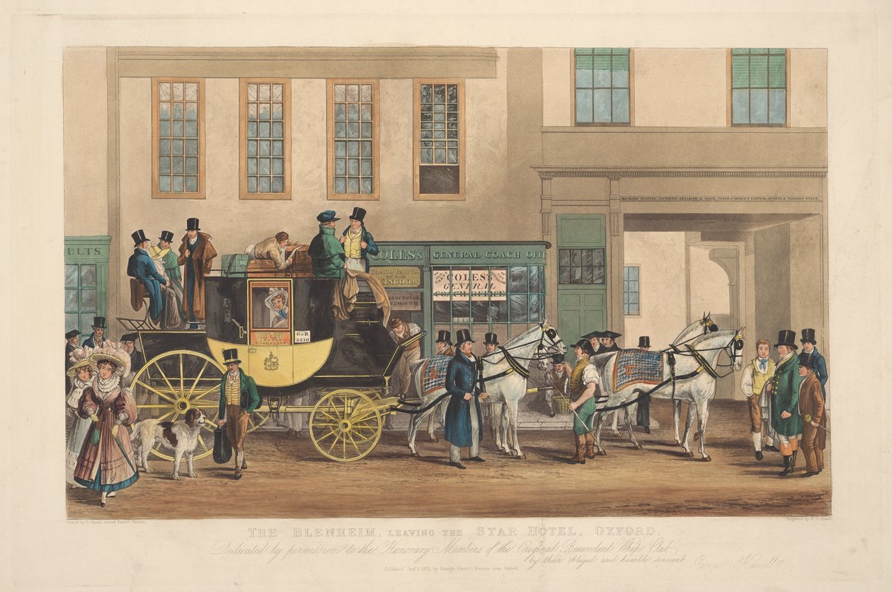 Coaching: The Blenheim, Leaving the Star Hotel, Oxford by Frederick James Havell