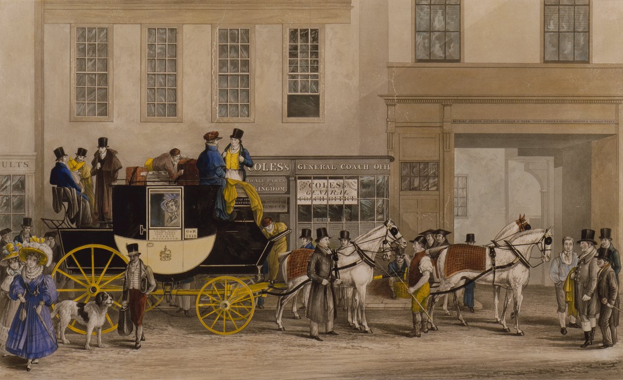 The Blenheim, Leaving the Star Hotel, Oxford by Frederick James Havell