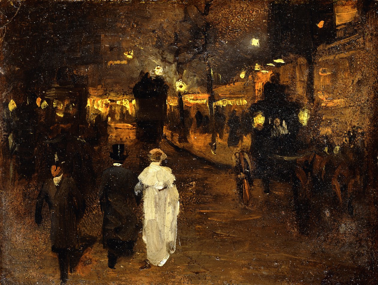 Charing Cross Road at Night, London, c.1905 by Frederick Judd Waugh