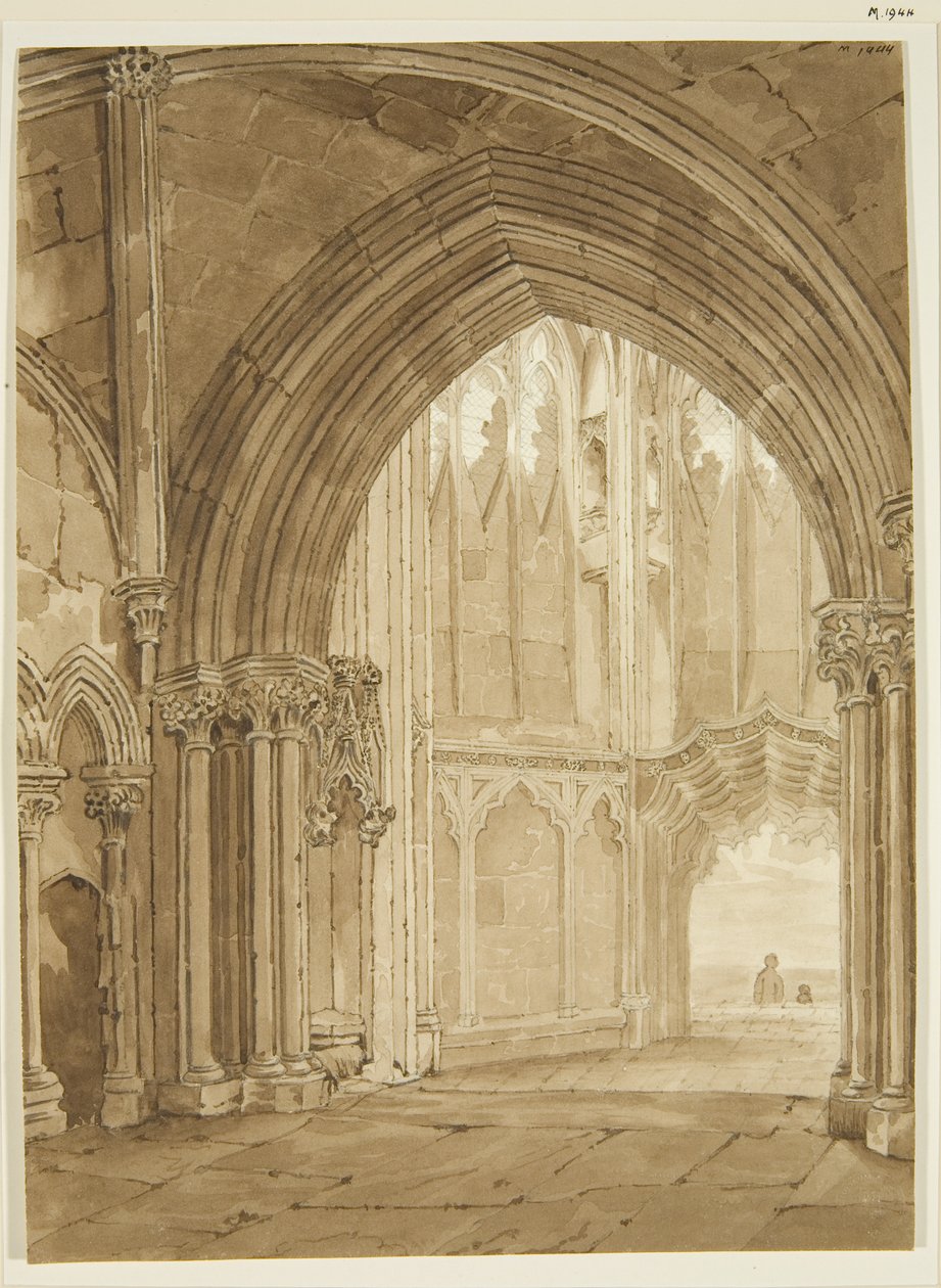 Interior of North Porch of St Mary Redcliffe by Frederick Mackenzie