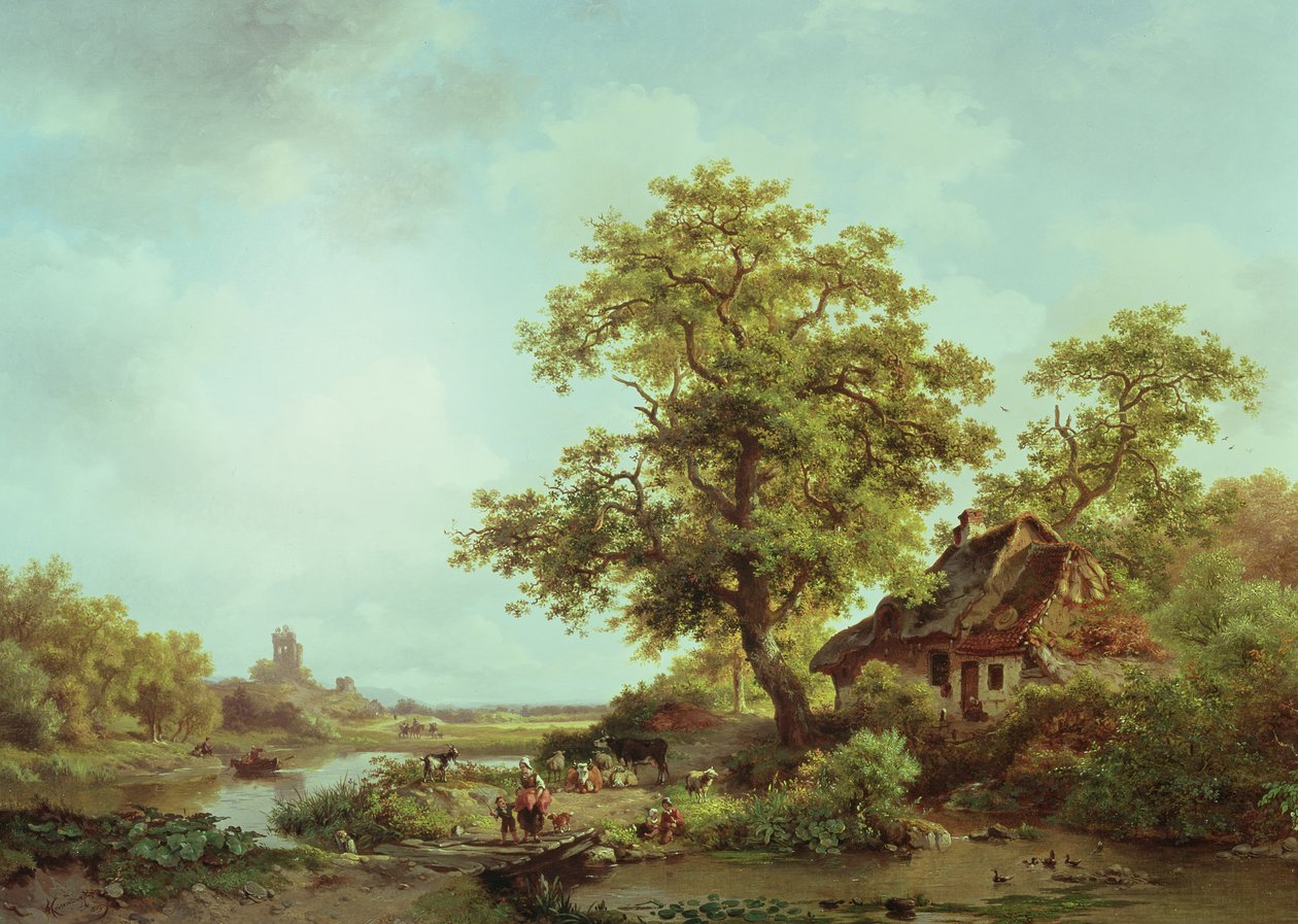 A Wooded Landscape by Frederick Marianus Kruseman