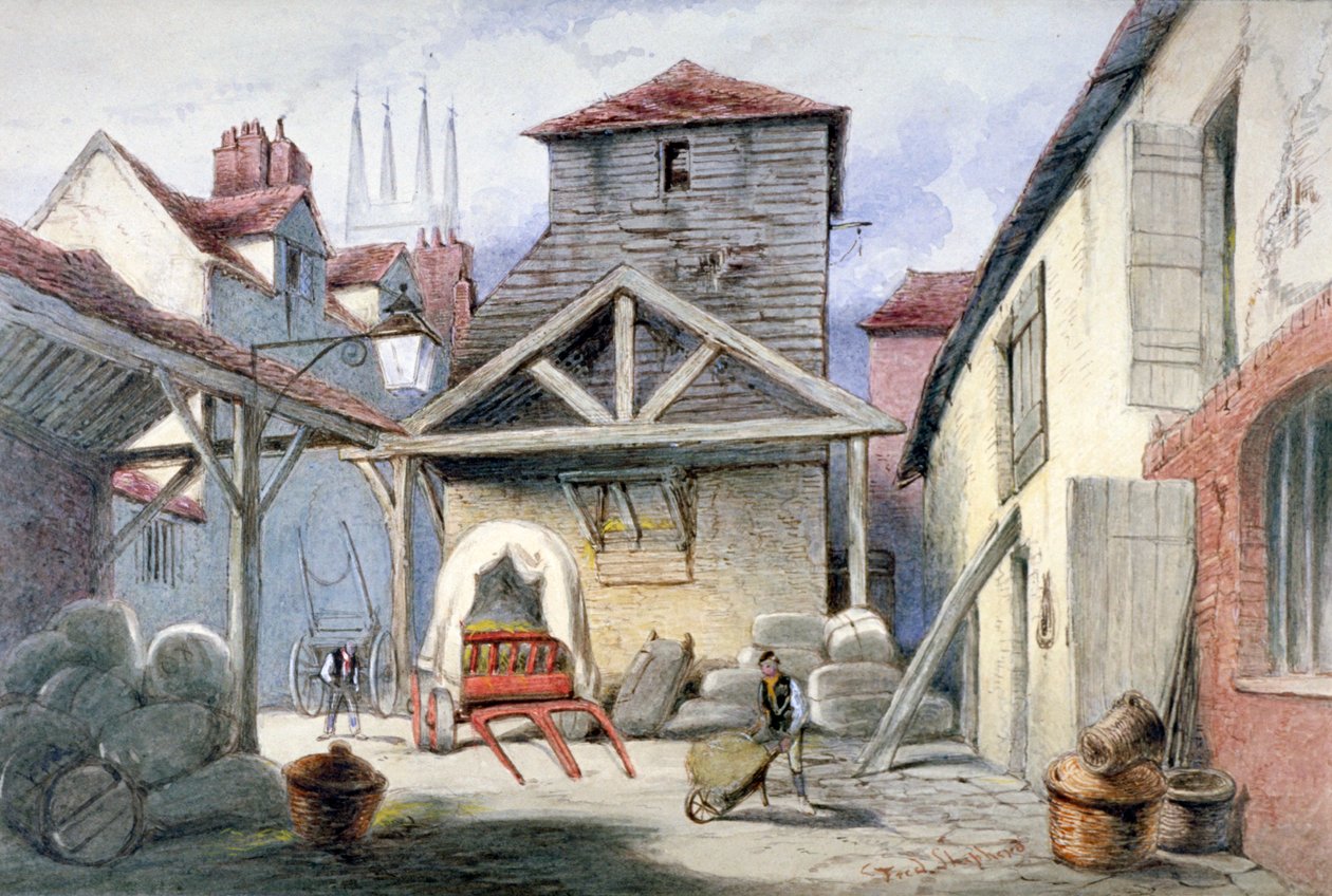 Courtyard of the Rose Inn, Farringdon Street, City of London by Frederick Napoleon Shepherd