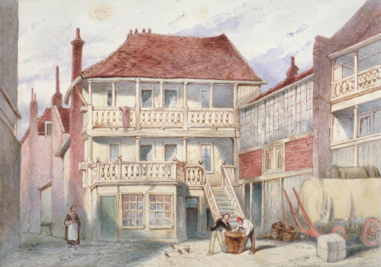 View of the French Horn Tavern, Holborn, London, 1840 by Frederick Napoleon Shepherd
