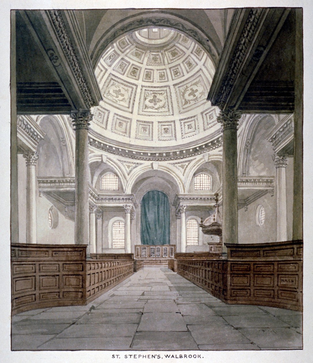 Church of St Stephen Walbrook, City of London by Frederick Nash