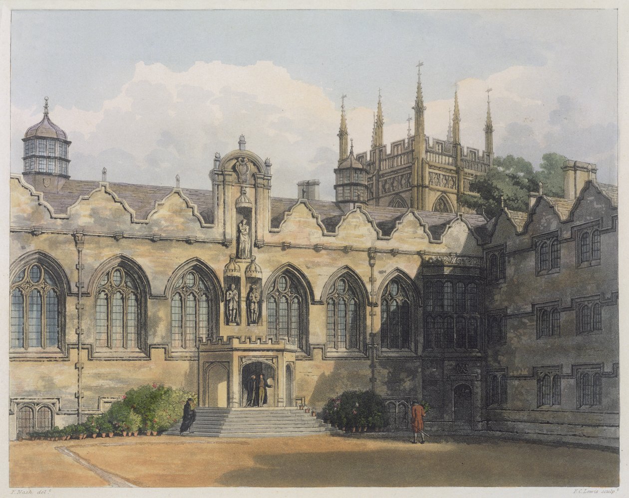 Exterior of Oriel College, illustration from the 