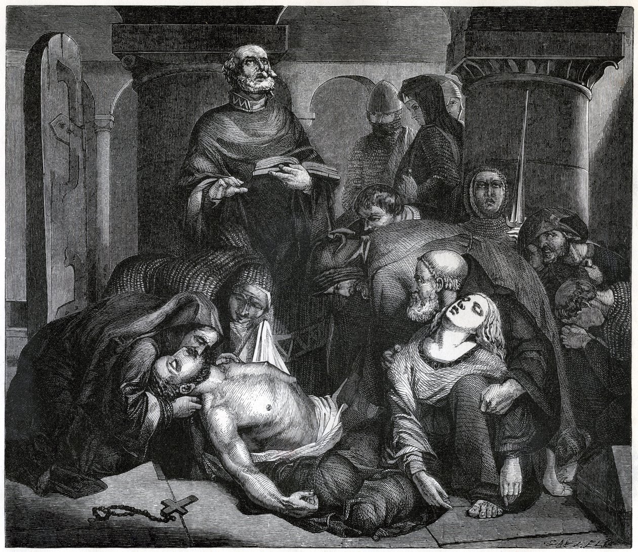 The Burial of Harold at Waltham Abbey by Frederick Richard Pickersgill