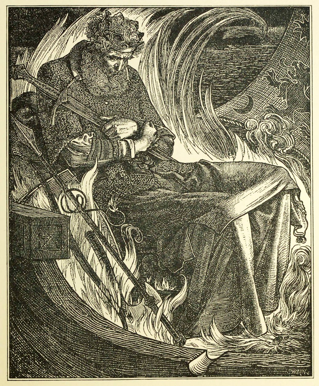 Death of King Warwulf by Frederick Sandys