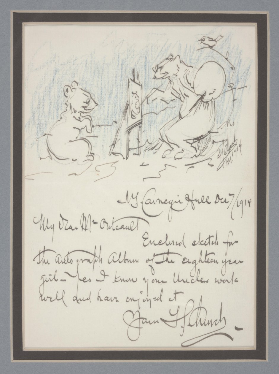 Autograph letter with sketch by Frederick Stuart Church