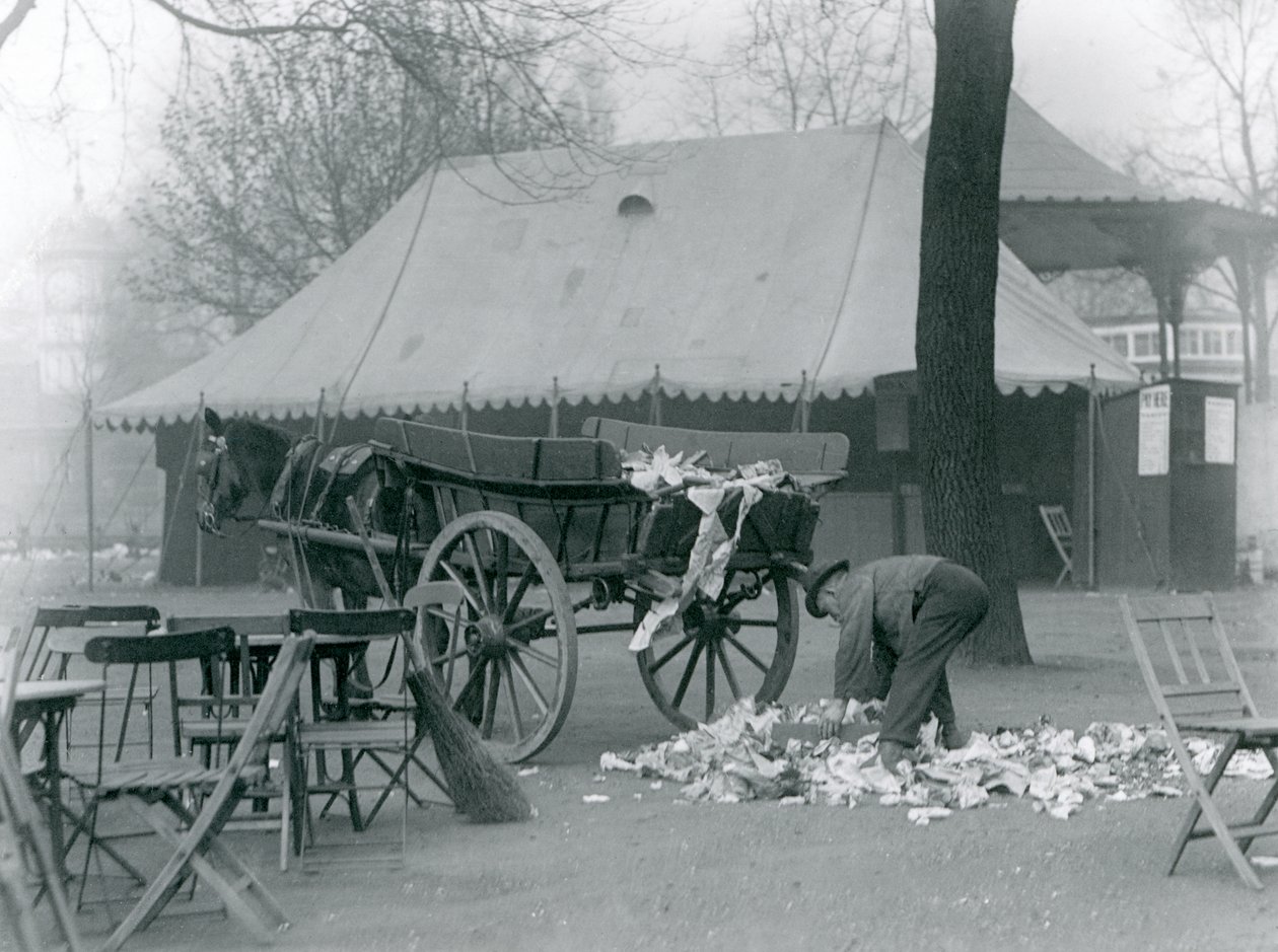 Clearing up after a Bank Holiday at London Zoo in 1924 by Frederick William Bond
