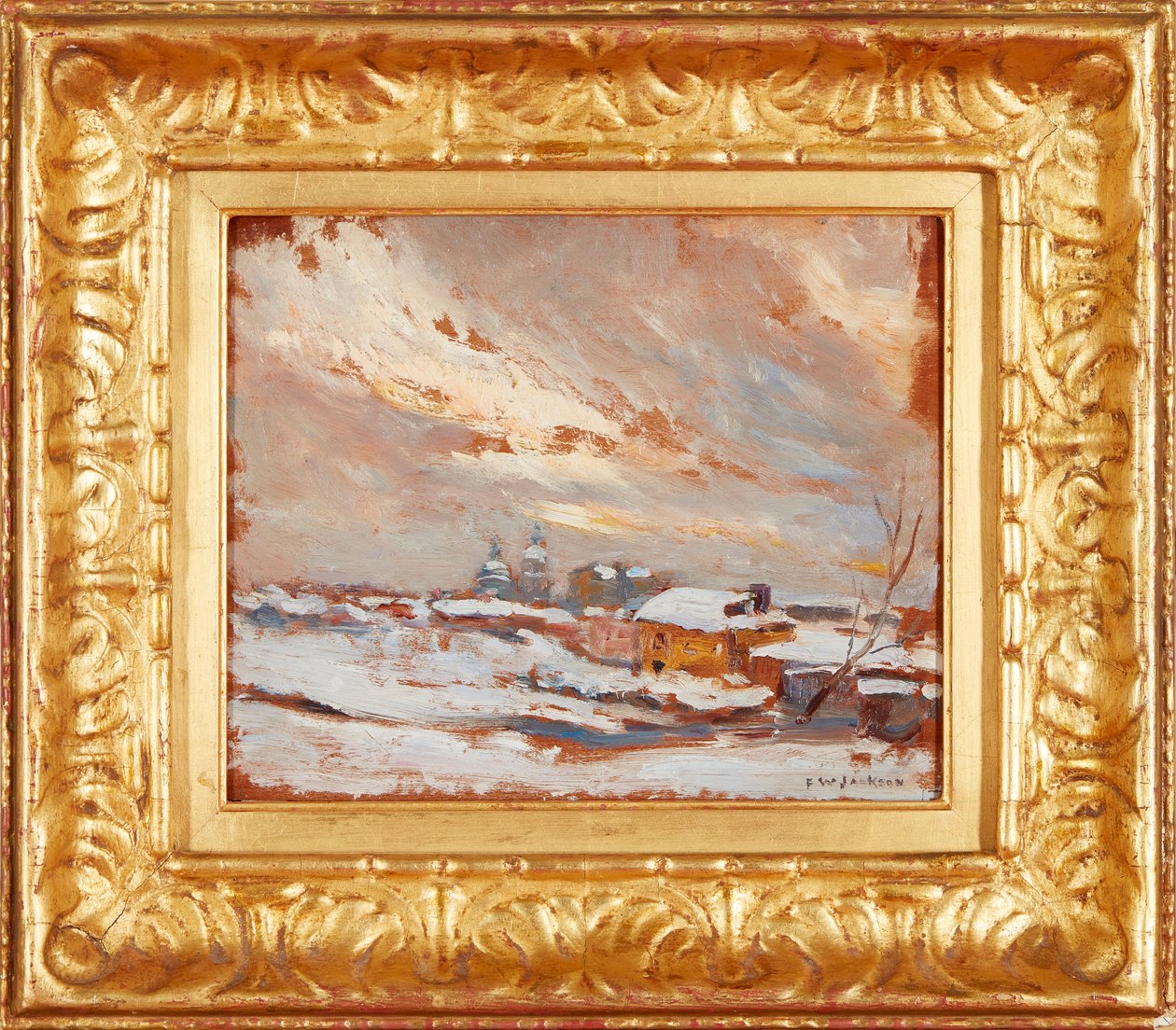 A winter landscape with distant cupolas, Russia by Frederick William Jackson