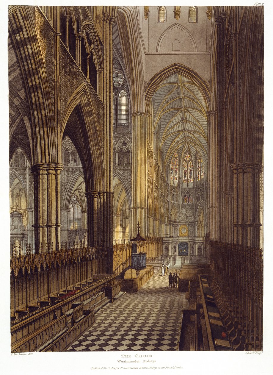 The Choir (plate 7 from Westminster Abbey) by Frederick after Mackenzie