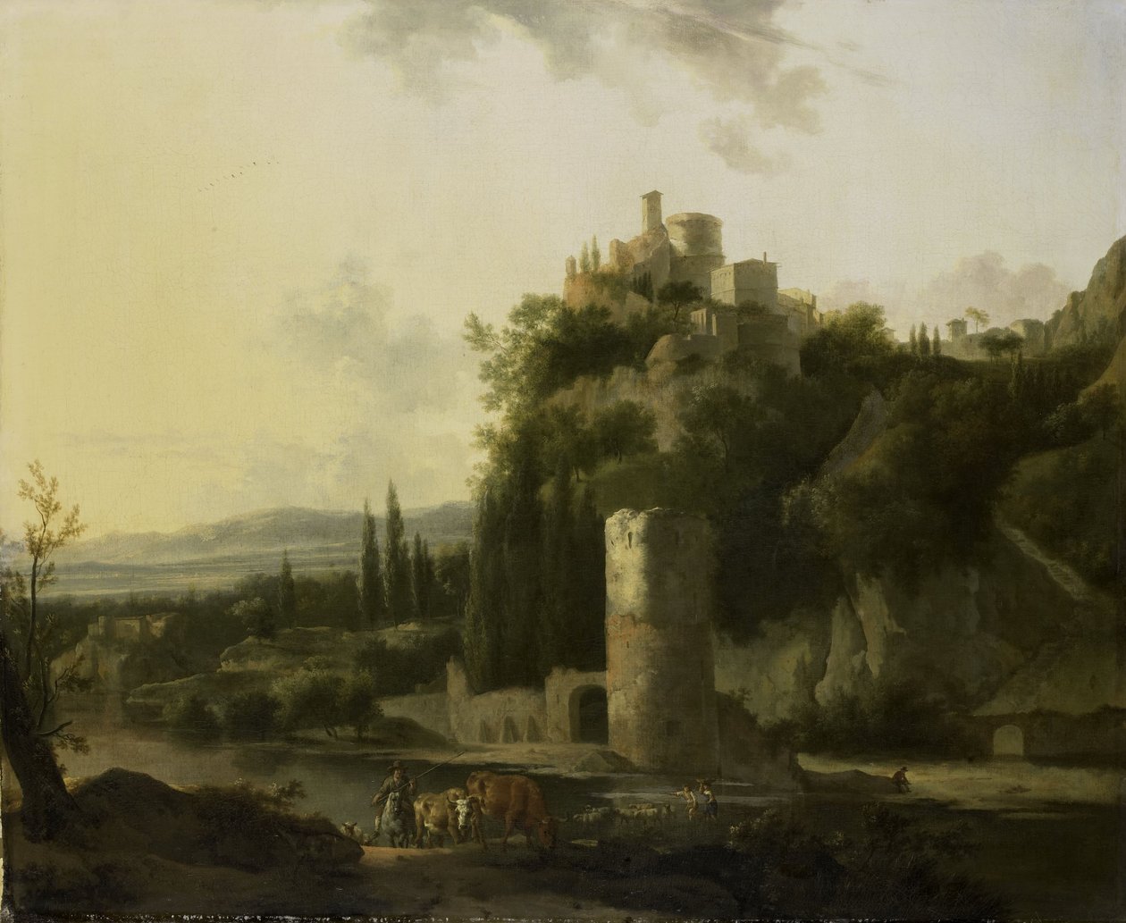 Italian Landscape with Round Tower by Frederick de Moucheron