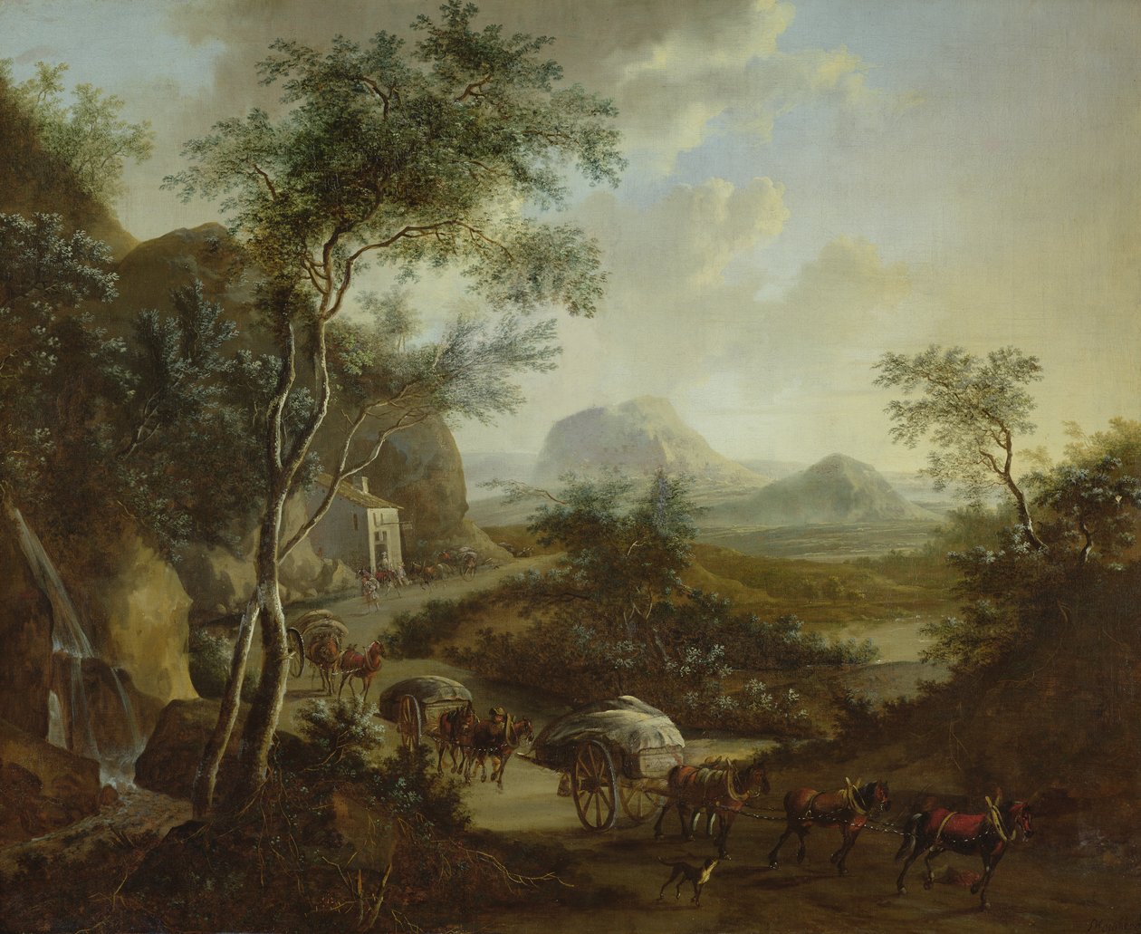 Landscape with a Convoy of Horses and Carts by Frederick de Moucheron