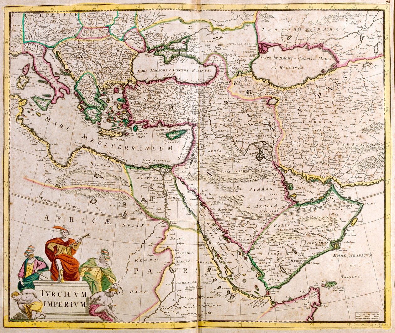 Italy, Balkan Peninsula, Turkey, Lebanon, Syria, Israel, Jordan, Iraq, Arabian Peninsula, Iran by Frederick de Wit