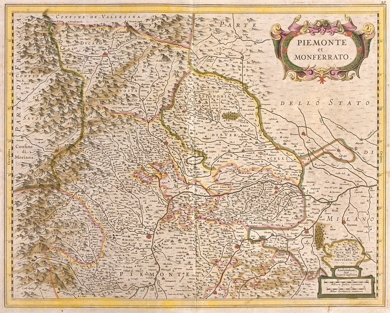 Map of Piemont, Italy by Frederick de Wit