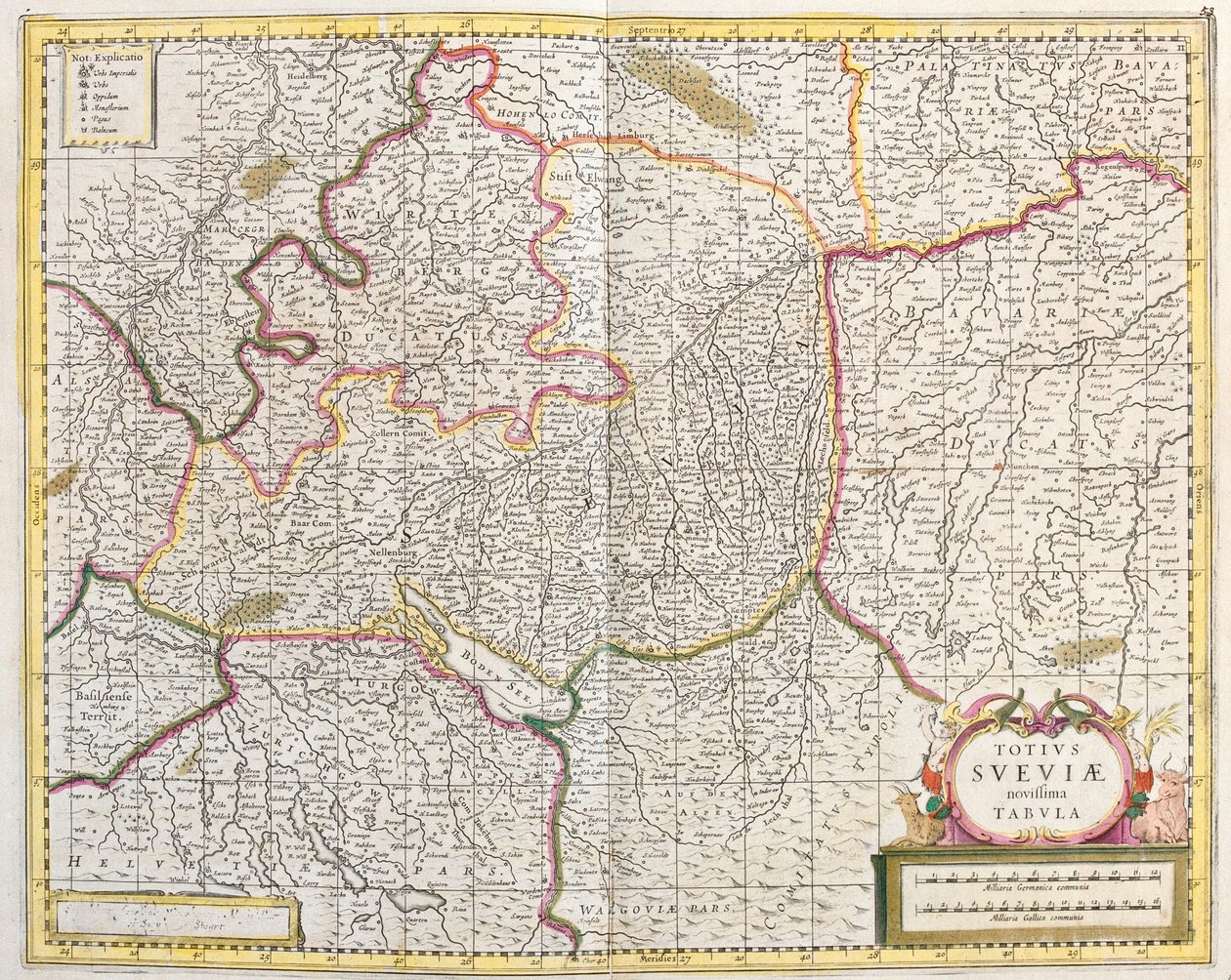 Map of Swabia (Germany) by Frederick de Wit: Fine art print