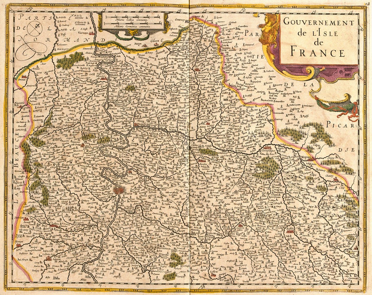 Map of the Ile de France, France by Frederick de Wit