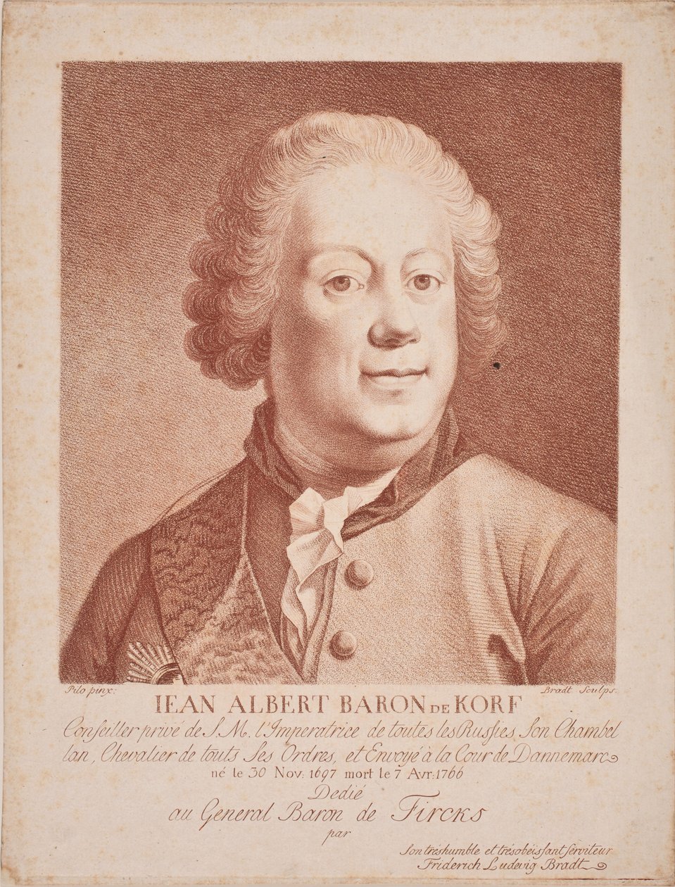 Portrait of Baron Johann Albrecht von Korff 1697-1766, Mid of the 18th century by Frederik Ludvig  Bradt