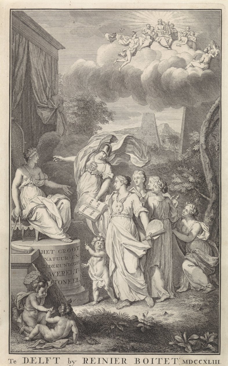 Minerva and the Arts Before a Throne Figure by Frederik Ottens